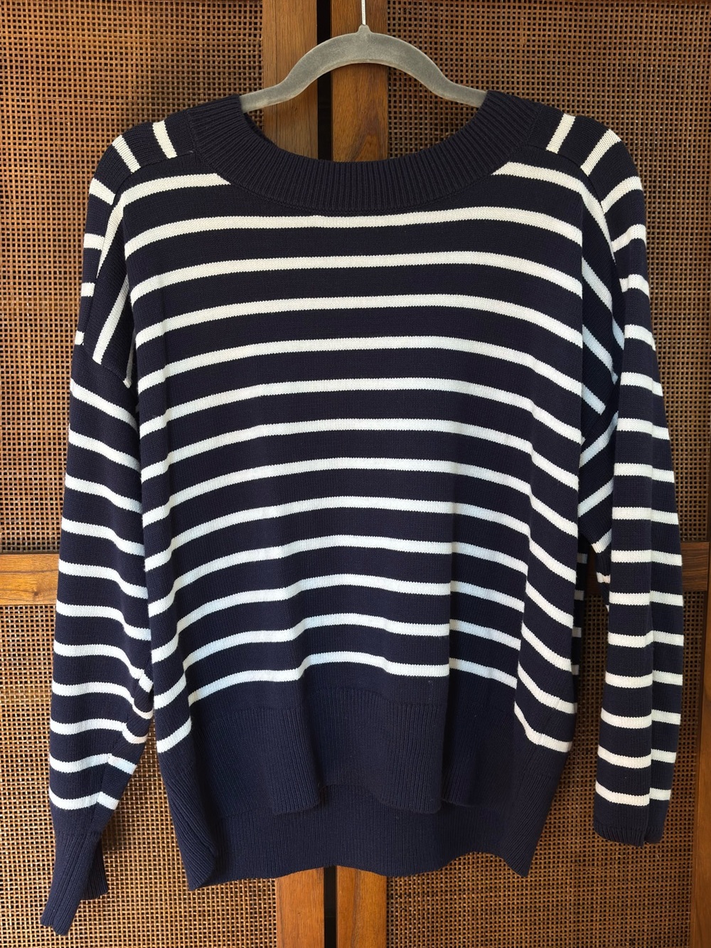 Truth Navy and White Striped Crewneck Sweater